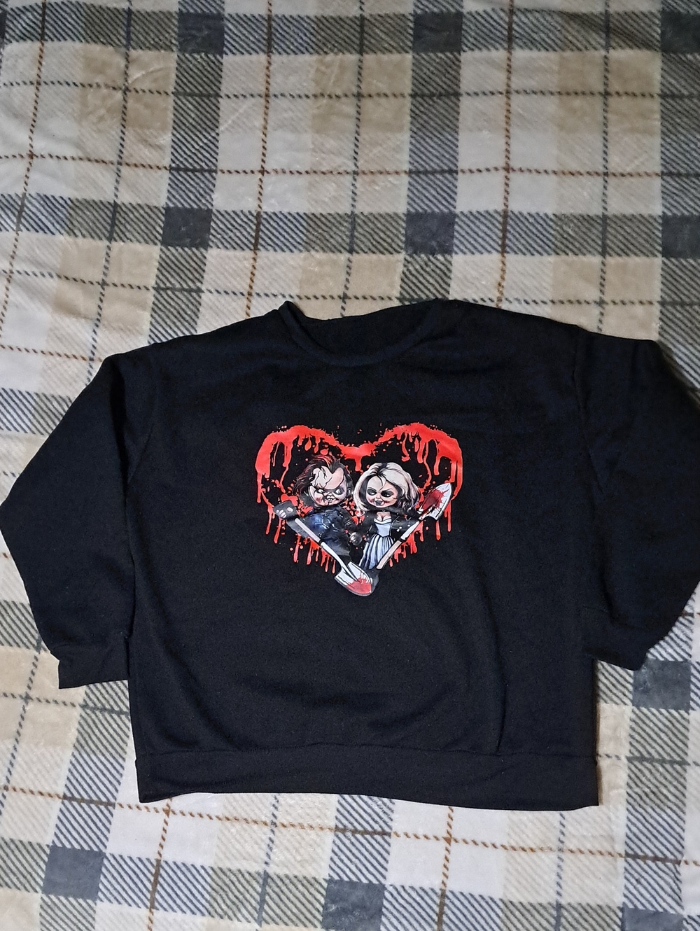 Black Sweatshirt With Chucky And Tiffany